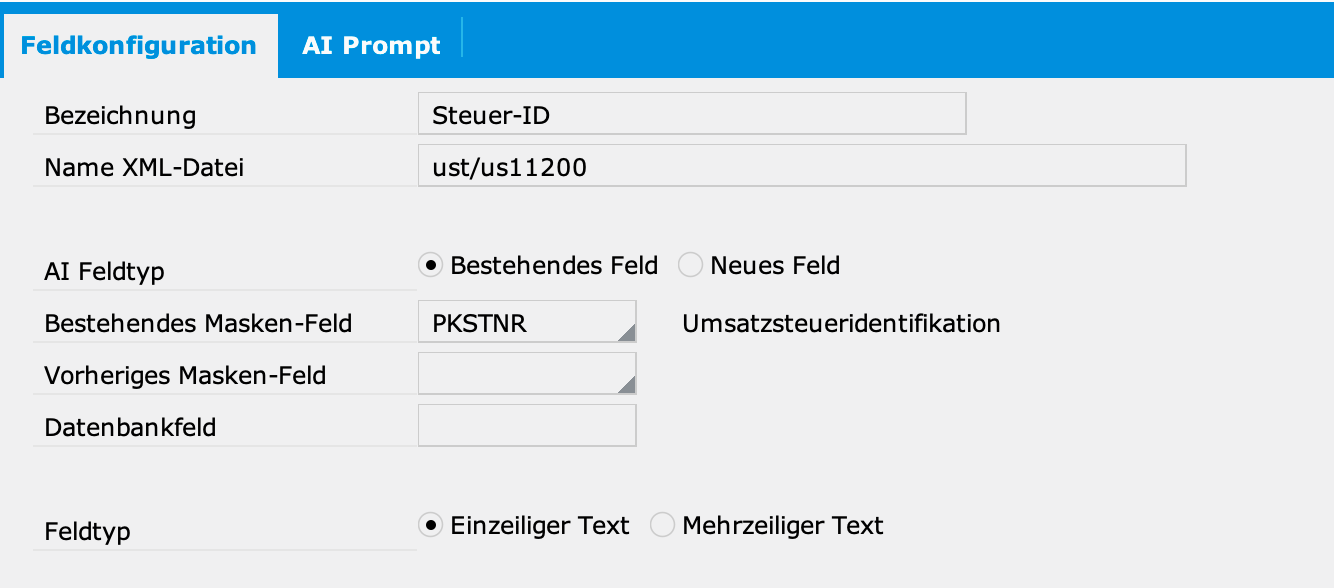 Bestehendes Feld Beispiel