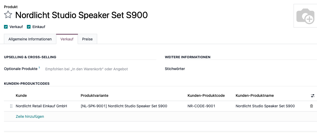 Zuordnung über Customer Product Codes